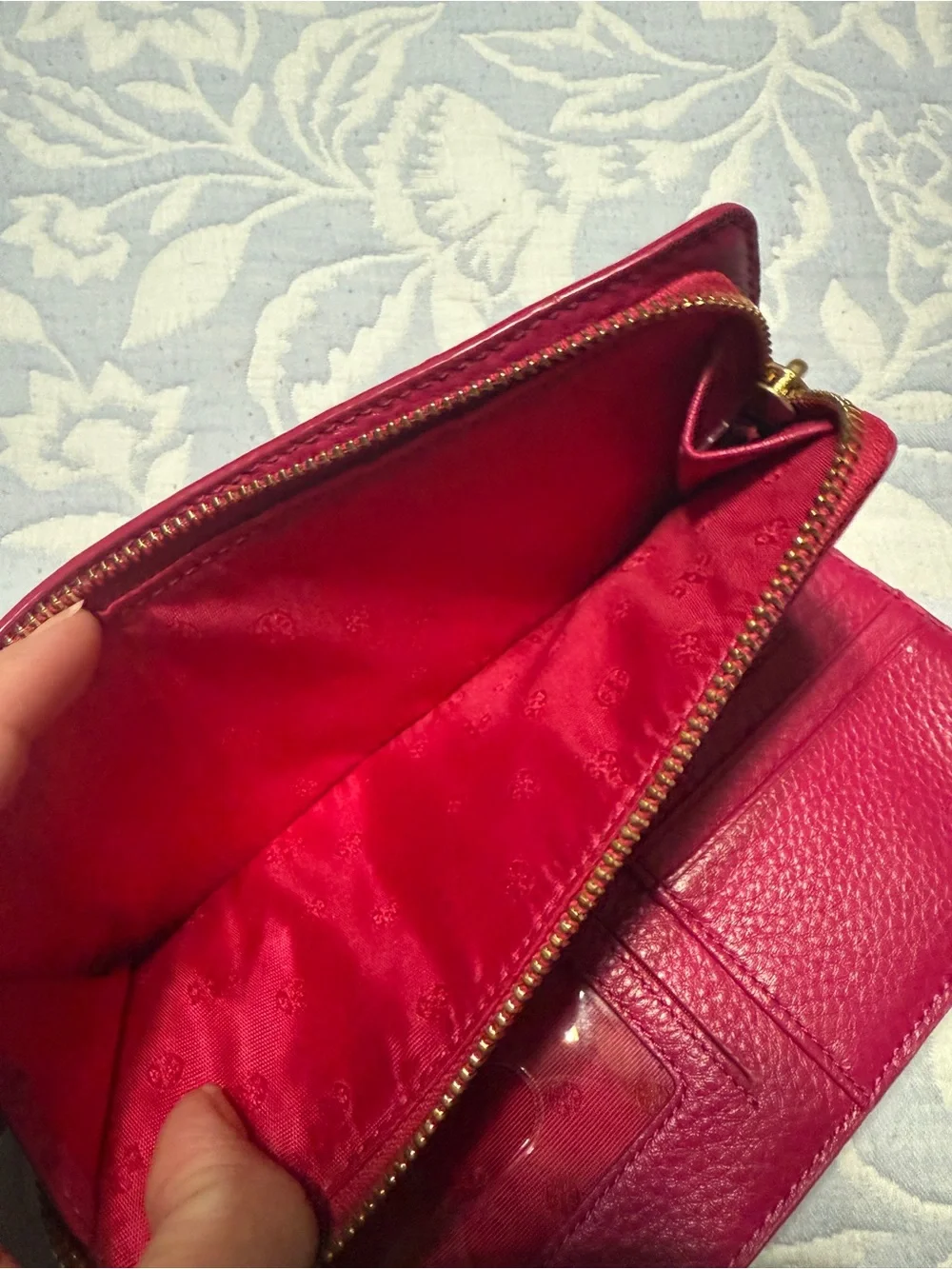 Tory Burch Hot Pink Pebbled Leather Continental Wallet